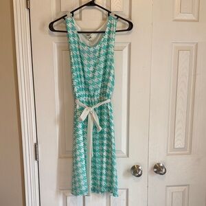 Ya Los Angeles Aqua Houndstooth Midi Dress